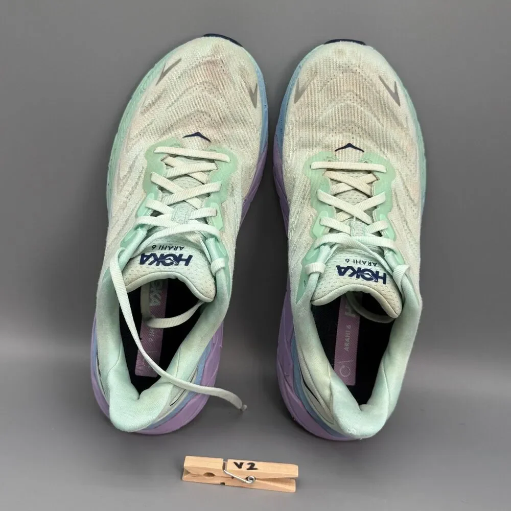 Hoka One One Arahi 6 Womens 9 B Green Mint White Athletic Running Sneakers Shoes